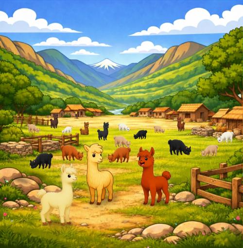 Romeo und Samurai mit Vikunjas