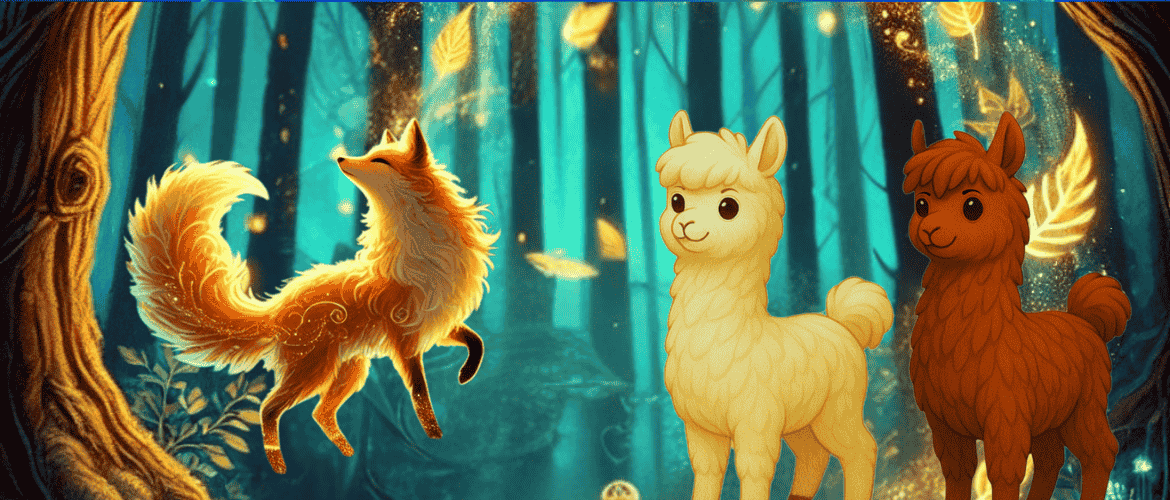 Zwei Alpakas auf magischer Reise