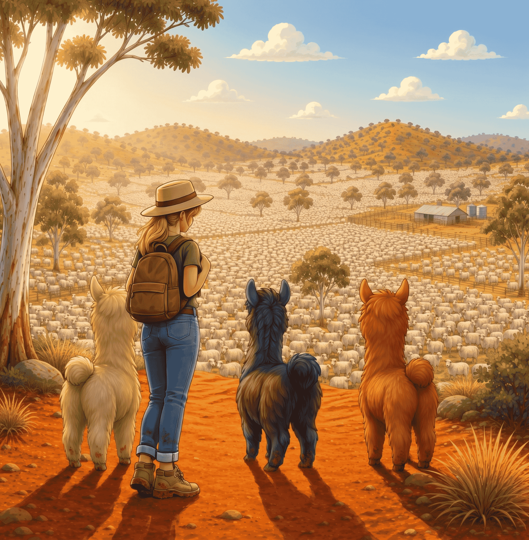 Australien Lena und Schafe